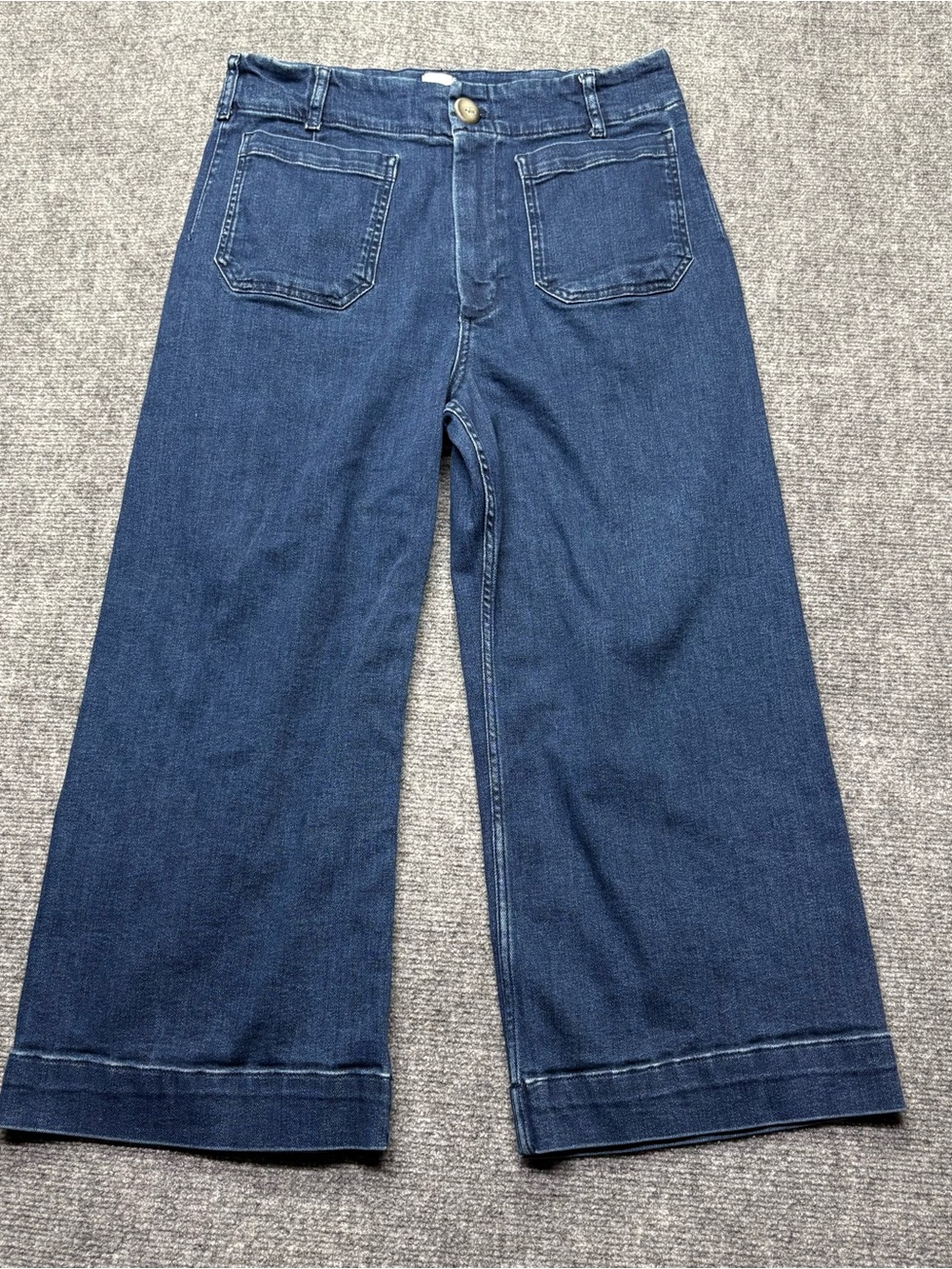 Maeve Anthropologie Jeans Womens 32P The Colette Denim Wide Leg Patch Pocket